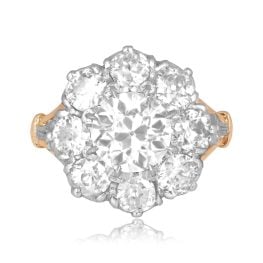 1.61ct old European cut diamond platinum on gold cluster Colebrook Ring 15690 TV