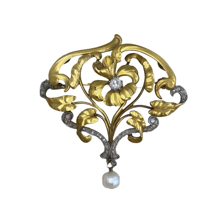Antique 18k Yellow Gold Art Nouveau Brooch. Circa 1900