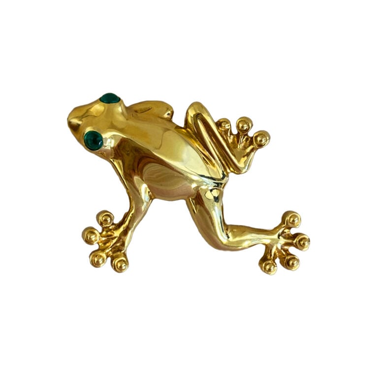 Vintage 18k Yellow Gold Frog Brooch