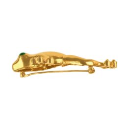 Vintage round emerald cut 18k Yellow Gold Frog Brooch MD219