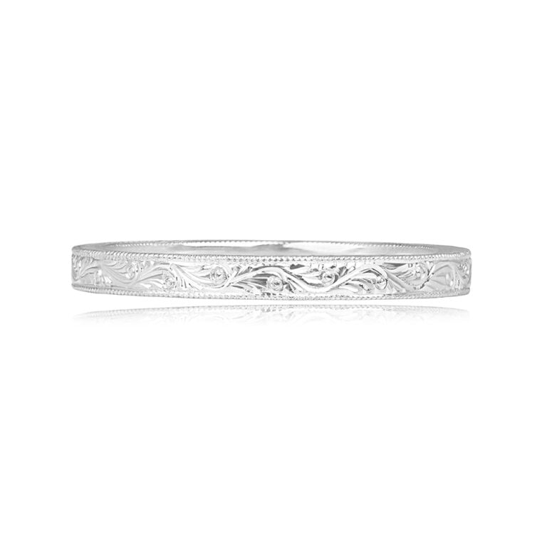 Platinum Engraved Wedding Kumora Band 2.3mm