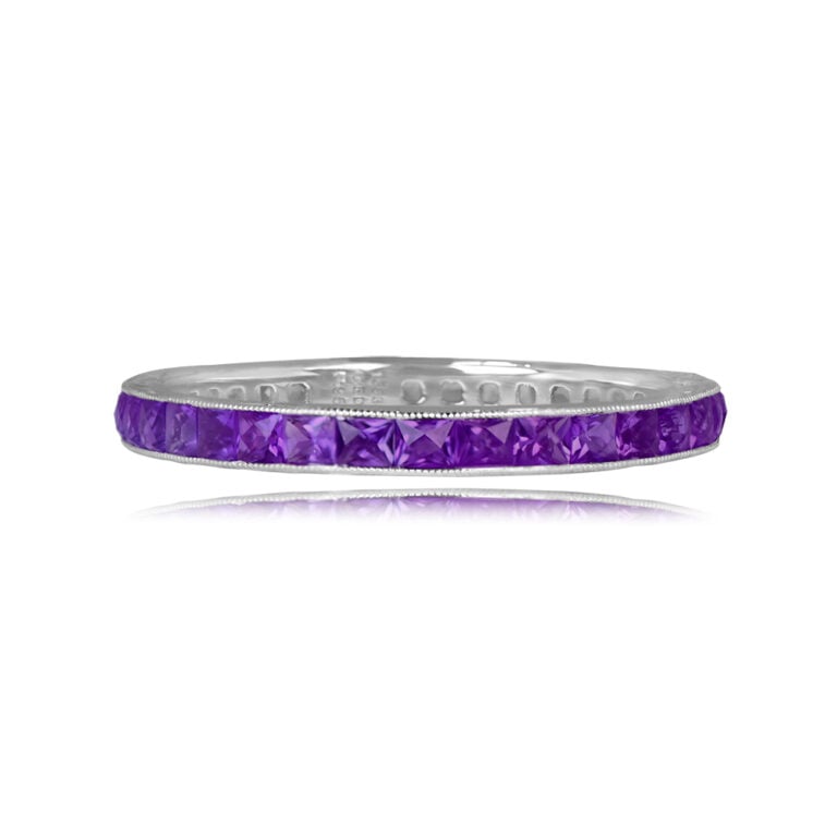 0.87ct French-Cut Amethyst on Platinum Shelton Band