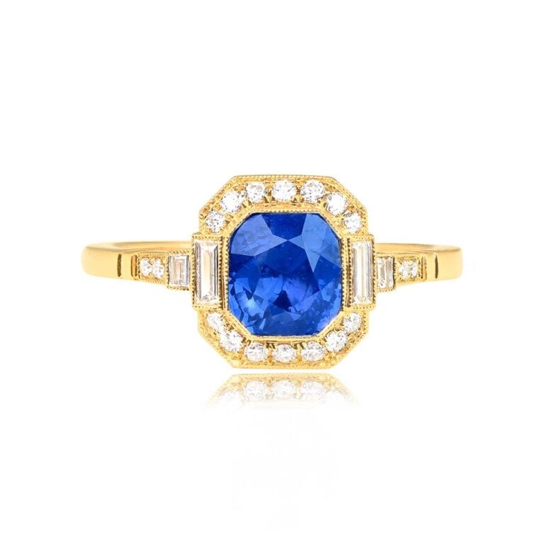 1.32ct Cushion-Cut Sapphire With Diamond Halo Seyda Ring