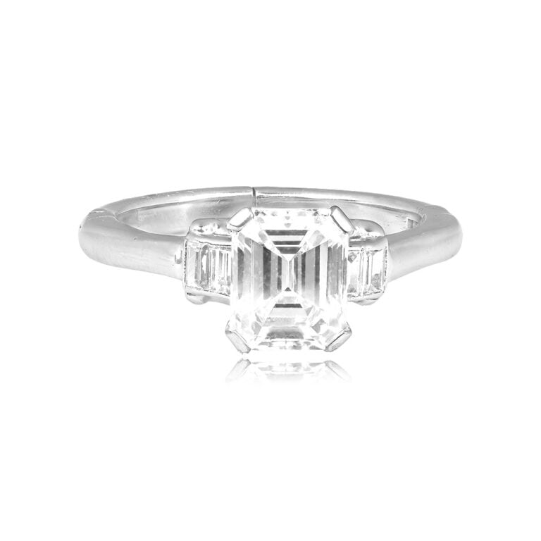 Vintage 1.72ct Emerald-Cut Diamond Engagement Tasman Ring, Circa 1950
