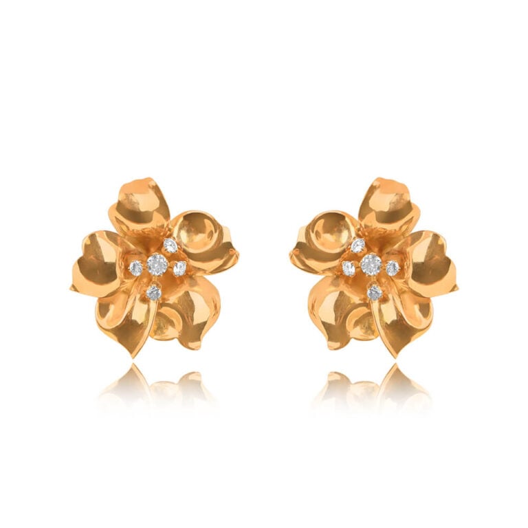 Floral-Style 18k Rose Gold and Diamond Tarragona Earrings