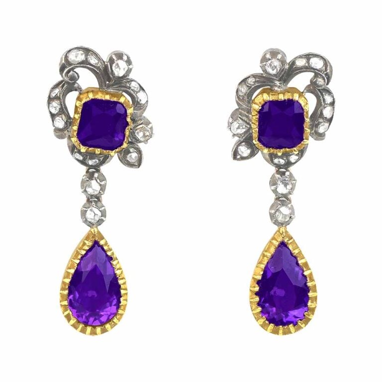 Amethyst and Diamond Encina Earrings