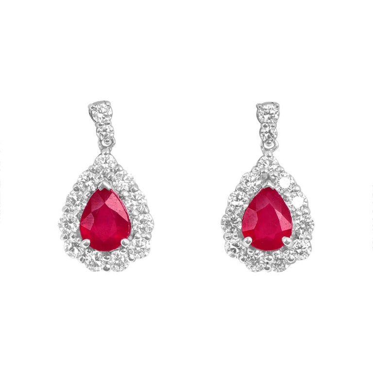 3.42ct Total Burma Ruby and Diamond Turan Earrings
