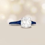 2.60ct Antique Cushion Diamond with Sapphire Maynard Ring 15461 artistic photo