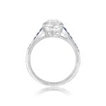 Channel-set French cut sapphire stones on platinum ring 15461