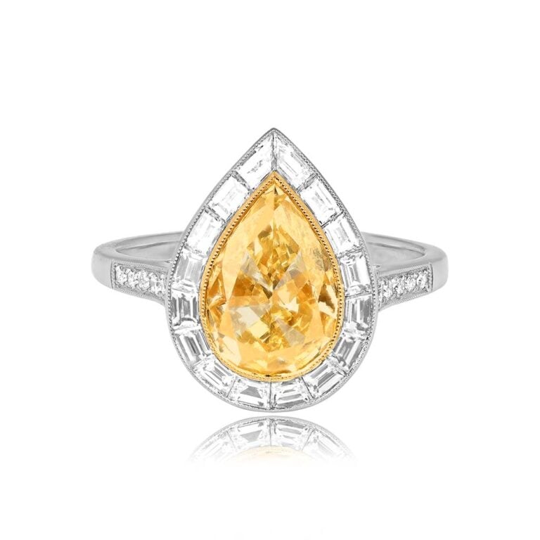 2.60 Natural Fancy Yellow Pear Shaped Diamond Tyrone Ring