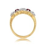 Vintage 5 Stone 1ct Diamond and Ruby Amston Ring, Circa 1940 15721