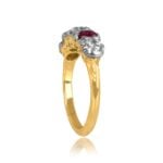 Vintage 5 Stone Diamond and Ruby Amston Ring, Circa 1940 15721