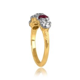 Vintage 5 Stone Diamond and Ruby Amston Ring, Circa 1940 15721