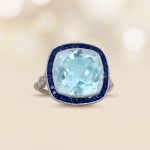 5.17ct Aquamarine and Sapphire Eureka Ring 15727 artistic
