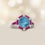 2.67ct Aquamarine with Ruby Halo Embden Ring 15732 artistic photo