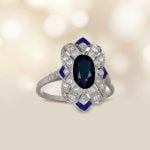 French Art Deco era ring Sapphire and Diamond Trumbull Ring 15747