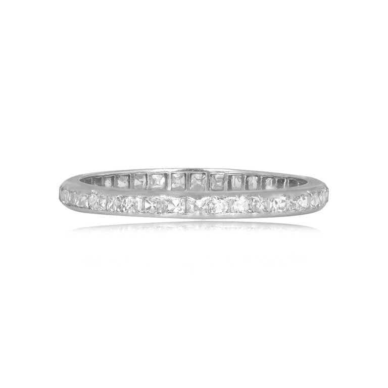 Art Deco French Cut Diamond Eternity Magnolia Band 2.1mm