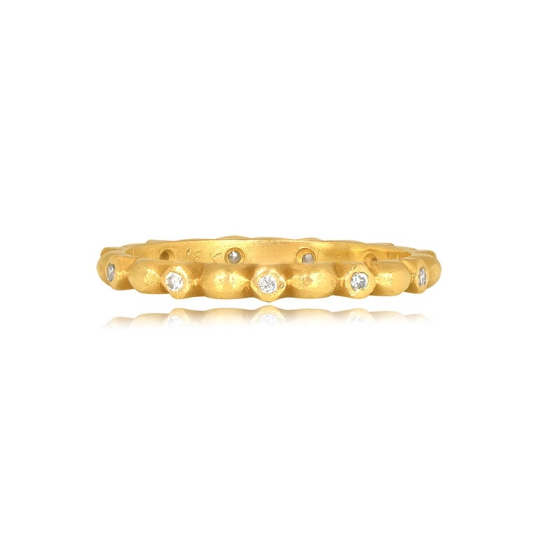 Vintage 18k Yellow Gold Diamond Peoria Band 1.96mm