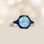 1.30ct Aquamarine with Sapphire Halo Minto Ring 15758 artistic photo