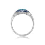 1.30ct Aquamarine with Sapphire square Halo design Minto Ring 15758