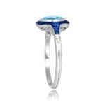 1.30ct Aquamarine with Sapphire Halo with detailed open work under gallery Minto Ring 15758