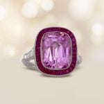 9.93ct Kunzite with Ruby Halo Mercer Ring 15759 artistic photo