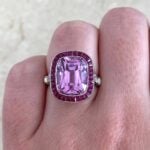 Mercer Ring showcasing a 9.93ct cushion cut kunzite center stone