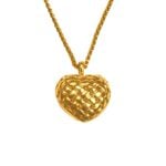 yellow gold signed Tiffany Basket Weave Heart Necklace 15762