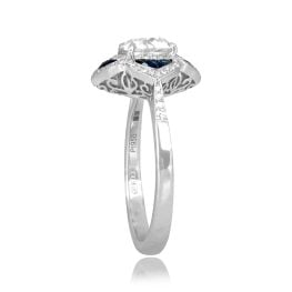 1.26ct Diamond Floral Sapphire and Diamond Bedec Ring 16010 top side view photo