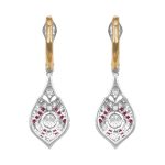 Diamond and Ruby pattern Platinum Martin Earrings 16016
