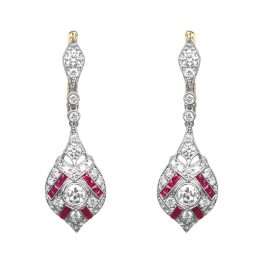 Diamond and Ruby geometric pattern Platinum Martin Earrings 16016 TV photo