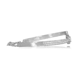 Oval Cut diamond with diamond halo and diamonds on band 18k White Gold Rockport Bracelet DYL501