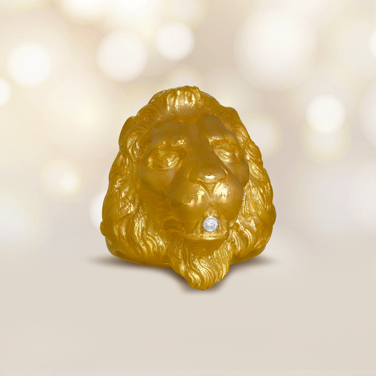 18k Vintage Yellow Gold Lion Aspetuck Ring - EDJ