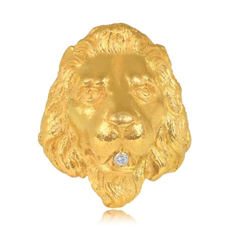 18k Vintage Yellow Gold Lion Aspetuck Ring