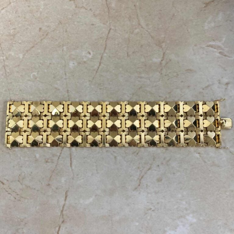 Retro 18k Wide-Set Yellow Gold Carson Bracelet, Circa 1945