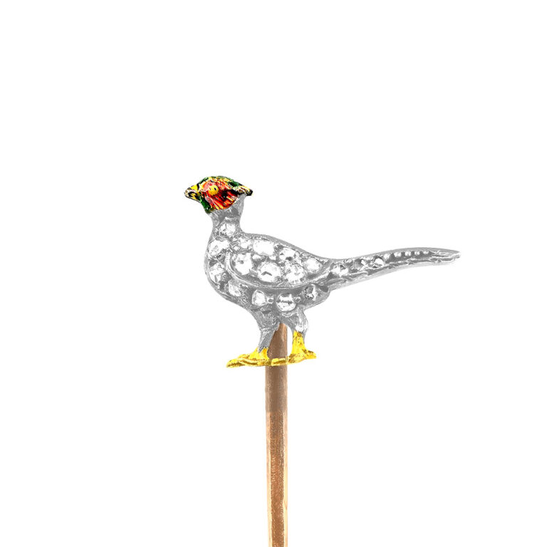 Victorian Silver on Gold Rooster Wilton Brooch, Circa 1880