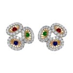 Vintage Cartier Double Clips with diamond, sapphre, ruby and emerald stones RJ3J1674