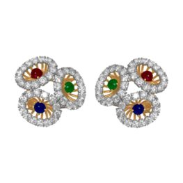 Vintage Cartier Double Clips with diamond, sapphre, ruby and emerald stones RJ3J1674