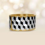 Vintage Tiffany Onyx and Mother of Pearl optical illusion Bracelet RJ4J1595