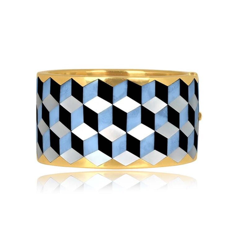 Vintage Tiffany Onyx and Mother of Pearl Bracelet, Circa 1983