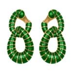 yellow gold David Webb 18k Green Enameled Earrings RJ4J462