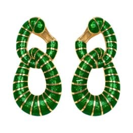 yellow gold David Webb 18k Green Enameled Earrings RJ4J462