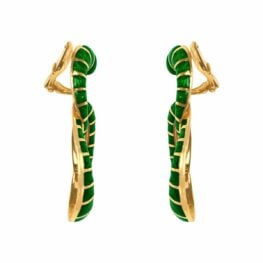 David Webb 18k Green Enameled Earrings, Circa 1980 RJ4J462