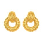 David Webb 18 karat Yellow Gold Ribbed door knocker Earrings RJ8J6