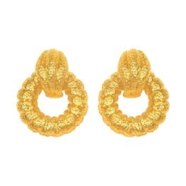 David Webb 18 karat Yellow Gold Ribbed door knocker Earrings RJ8J6