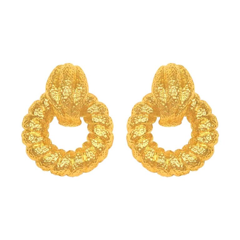 David Webb 18k Yellow Gold Ribbed Earrings