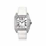 18 karat white gold and diamond designed watch cartier watch 10004