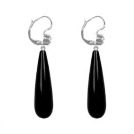 Polished Onyx and Diamond Windber Earrings 14801
