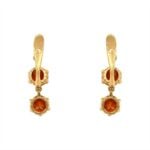 Antique double Citrine and Diamond Yellow Gold Stonewall Earrings, Circa 1880 15272