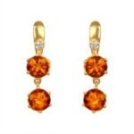 Victorian 14 karat yellow gold diamond and citrine Stonewall earrings 15727
